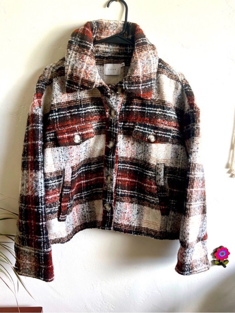 Lush Plaid/Flannel Cropped Jacket